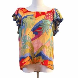 Christian Siriano NY Aloha Resortcore Tropical Floral Pineapple Blouse